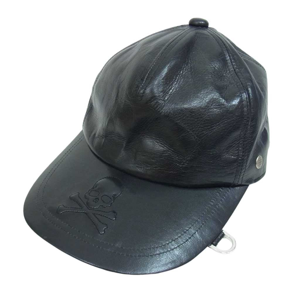 mastermind JAPAN マスターマインドジャパン MV-CA01-72 スカル ステッチ レザー Dカン キャップ ブラック系 M【中古】