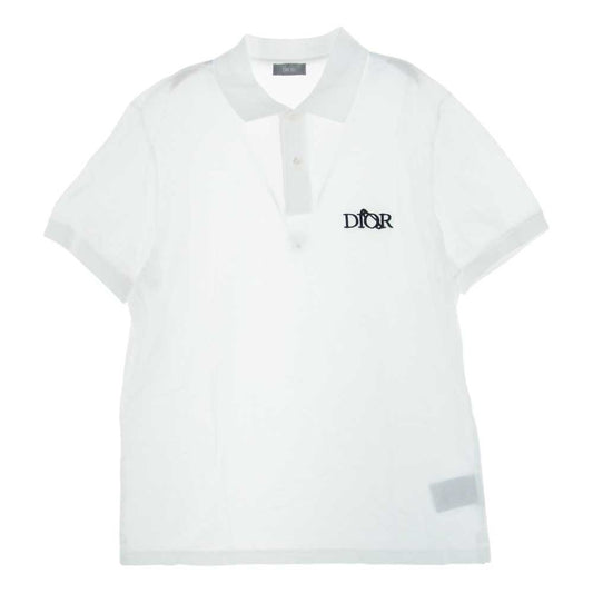 Dior ディオール 20AW 043J800A0448 Judy Blame Embroidered Pin Logo Polo ジュディ ブレイム ロゴ刺繍 ポロシャツ ホワイト系 L【中古】