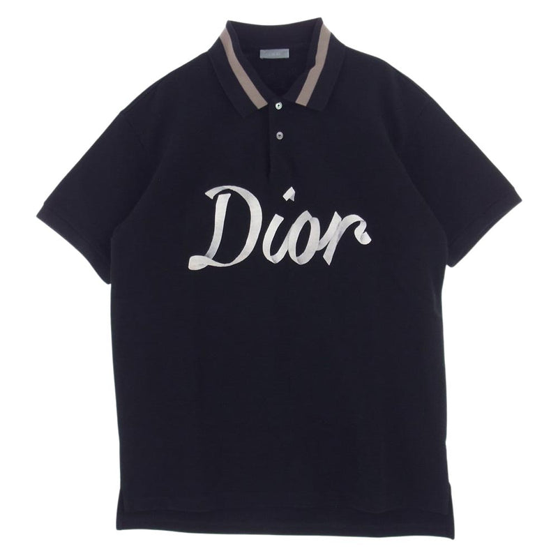 Dior ディオール 22AW 293J831A0455 ロゴ刺繍 ポロシャツ ブラック系 XL【中古】