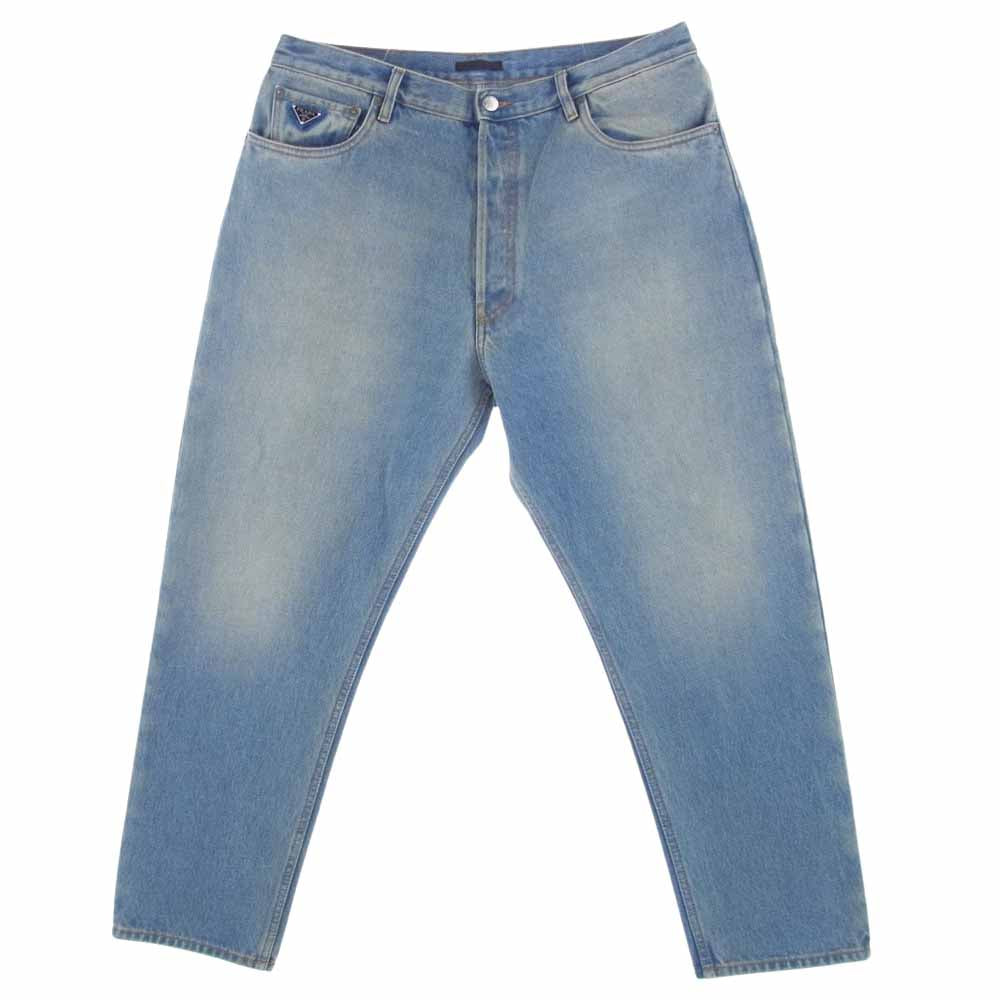 PRADA プラダ 23SS GEP351 三角プレート ロゴパッチ デニムパンツ インディゴブルー系 34【中古】