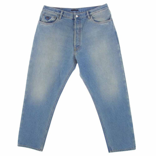 PRADA プラダ 23SS GEP351 三角プレート ロゴパッチ デニムパンツ インディゴブルー系 34【中古】