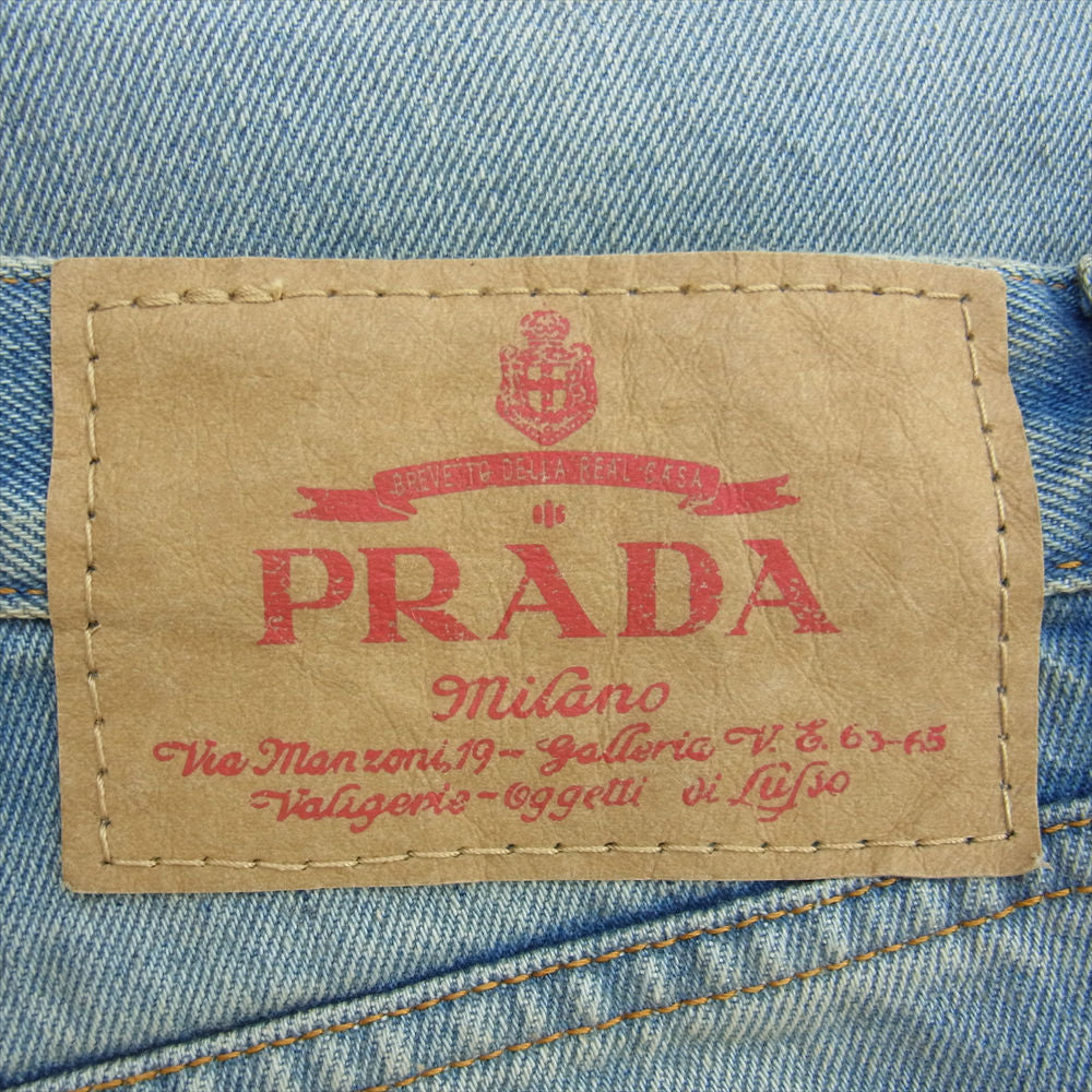 PRADA プラダ 23SS GEP351 三角プレート ロゴパッチ デニムパンツ インディゴブルー系 34【中古】