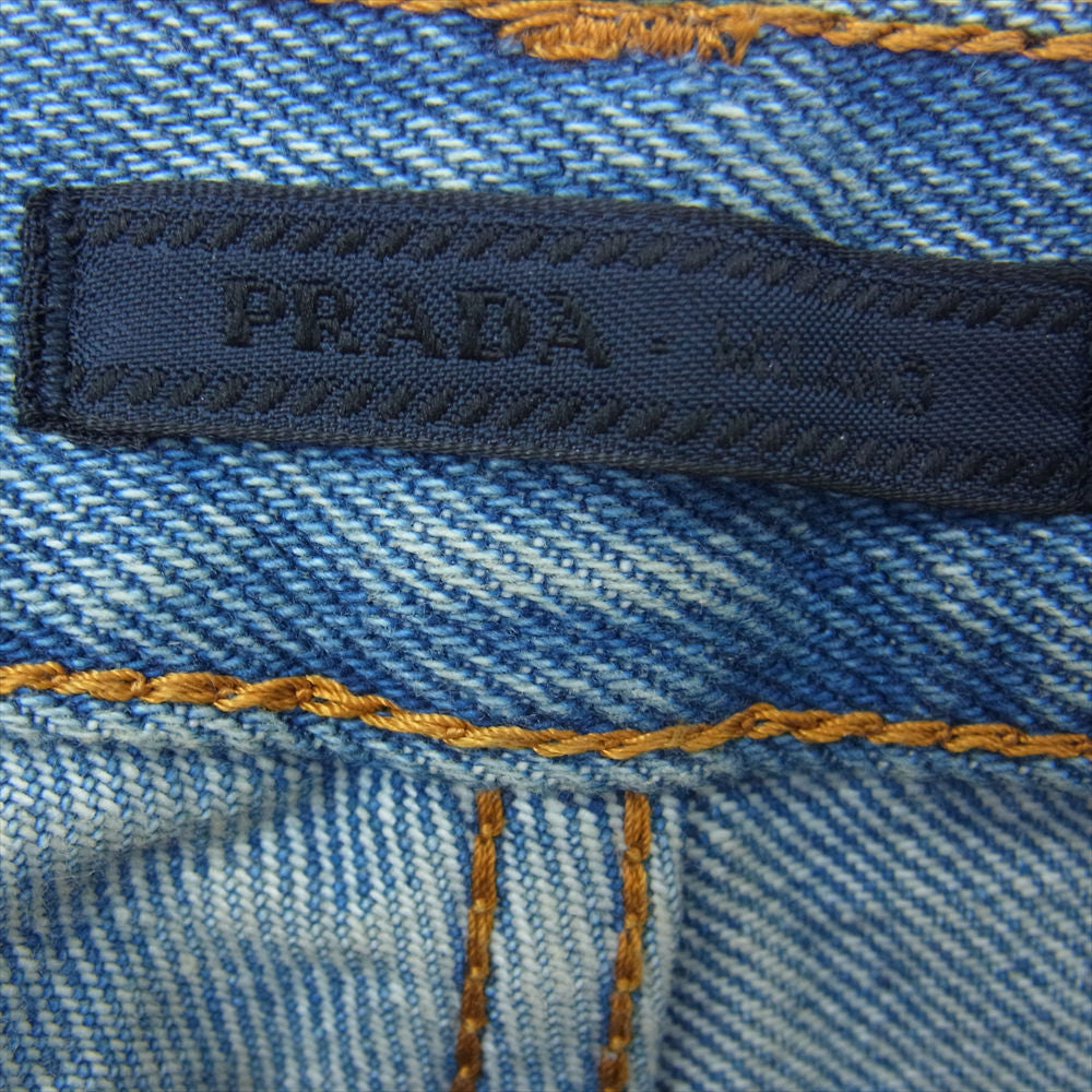 PRADA プラダ 23SS GEP351 三角プレート ロゴパッチ デニムパンツ インディゴブルー系 34【中古】