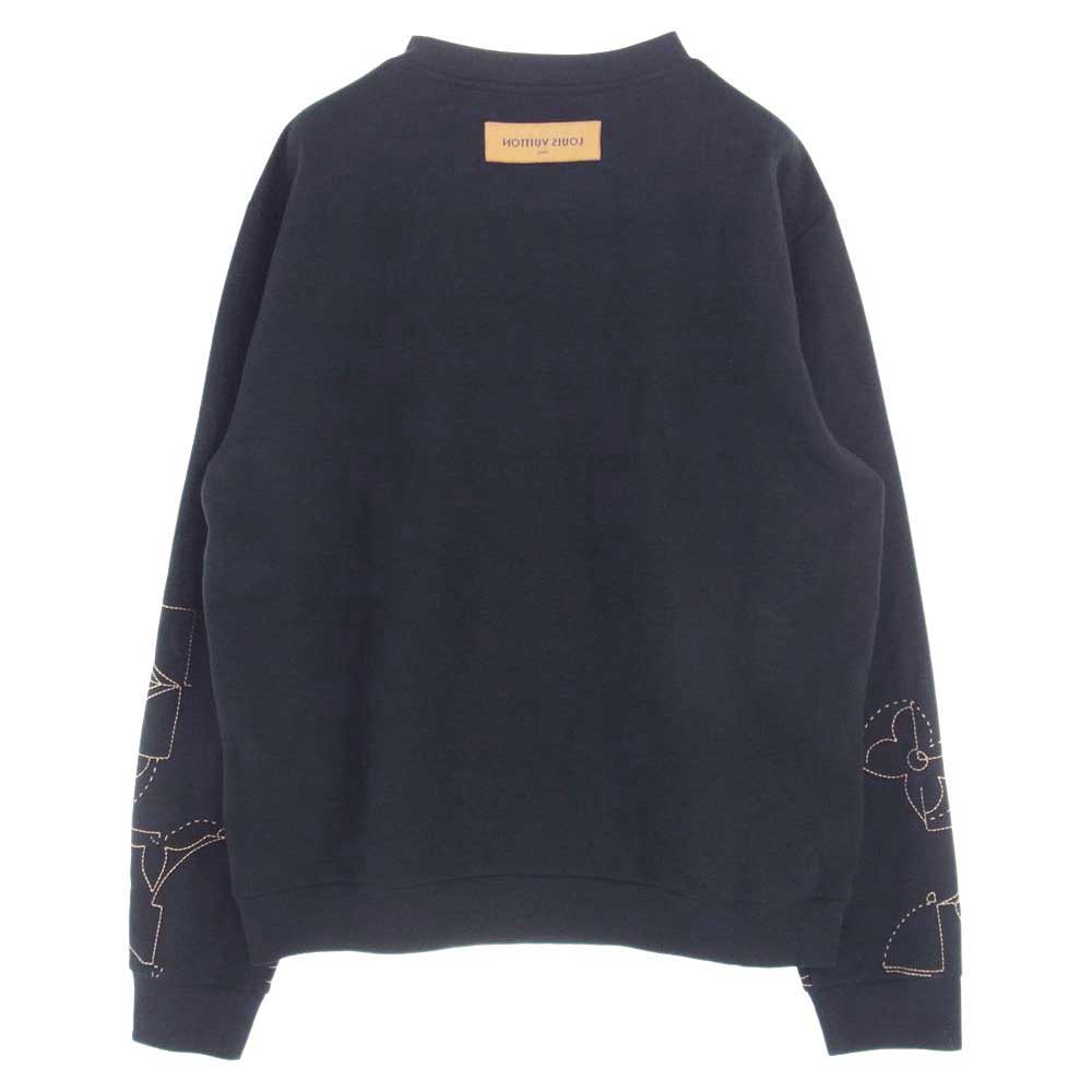 LOUIS VUITTON ルイ・ヴィトン 23SS 1AAT62 LV Music Line Embroidered Crewneck LVミュージックライン エンブロイダード クルーネック スウェット トレーナー ブラック系 XL【極上美品】【中古】