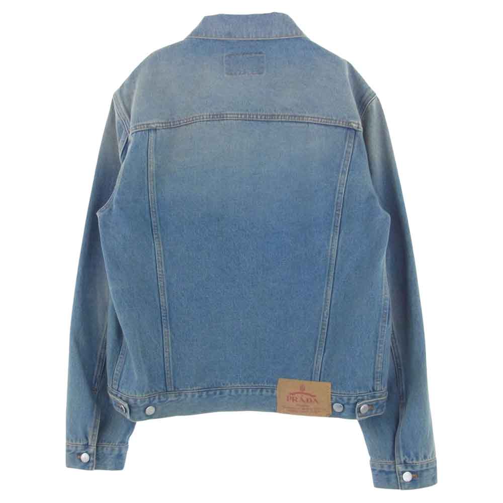 PRADA プラダ 23SS GEB227 S231 12K1  三角プレート ロゴパッチ デニムジャケット インディゴブルー系 XL【中古】