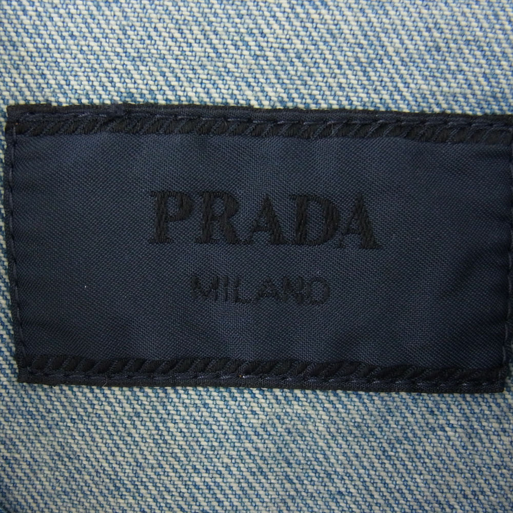 PRADA プラダ 23SS GEB227 S231 12K1  三角プレート ロゴパッチ デニムジャケット インディゴブルー系 XL【中古】