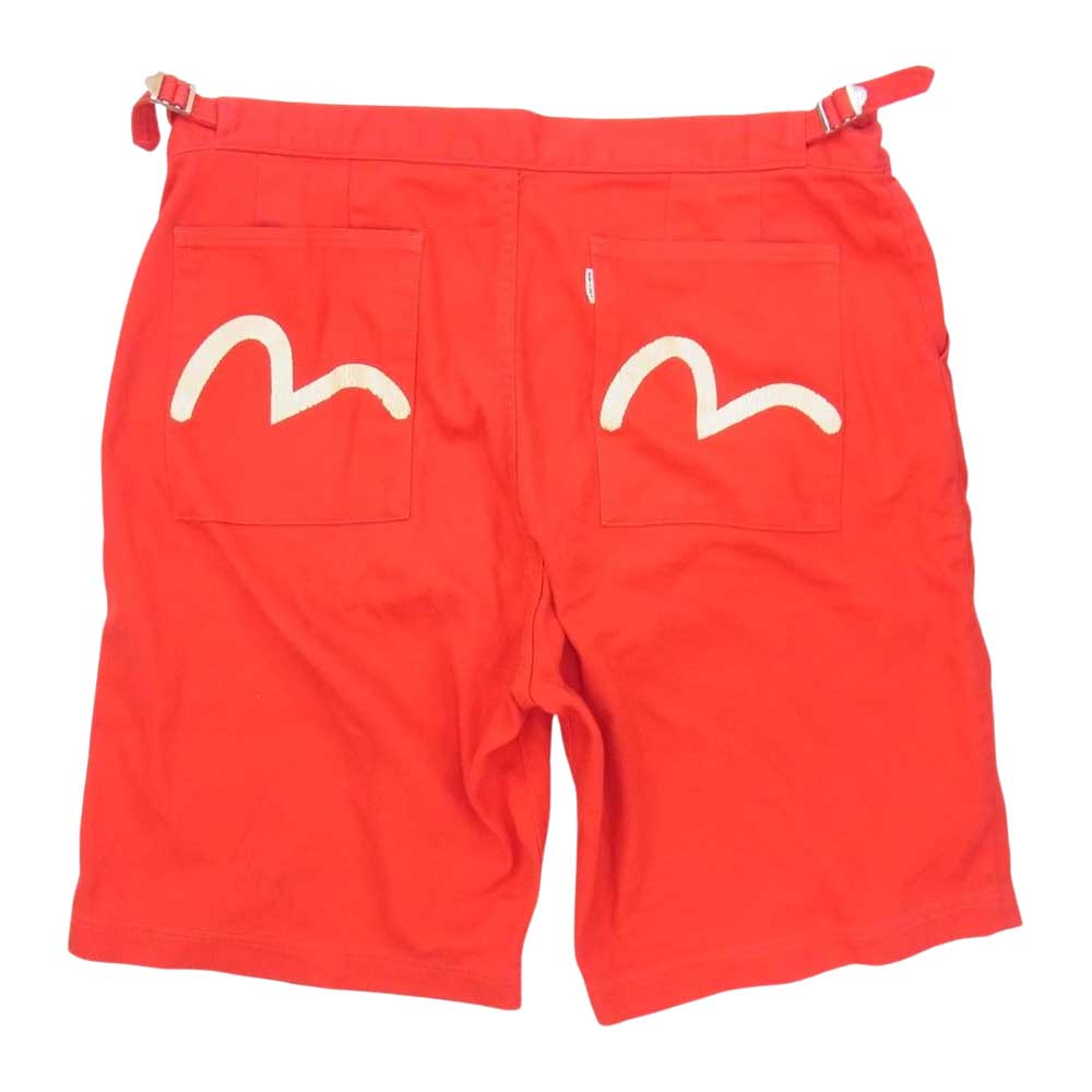 EVISU エヴィス カモメ ペイント サイドベルト ショーツ レッド系 34【中古】