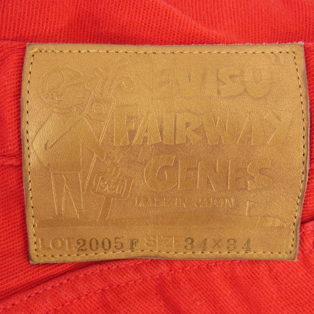 EVISU エヴィス FAIRWAY GENES フェアウェイ ジーンズ  ドットカモメ刺繍 パンツ 赤系 レッド系 34【中古】