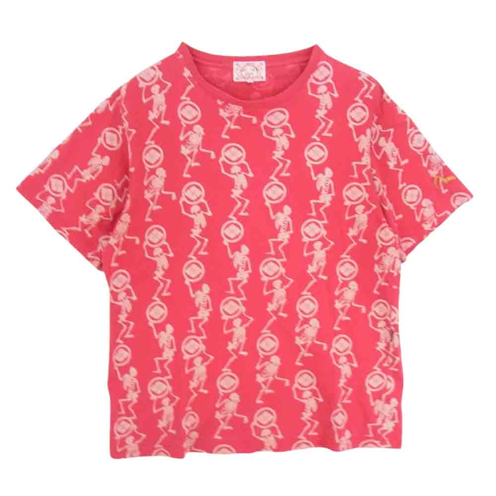 EVISU エヴィス スカル総柄 Tシャツ レッド系 40【中古】