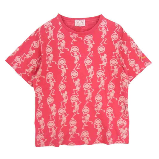 EVISU エヴィス スカル総柄 Tシャツ レッド系 40【中古】