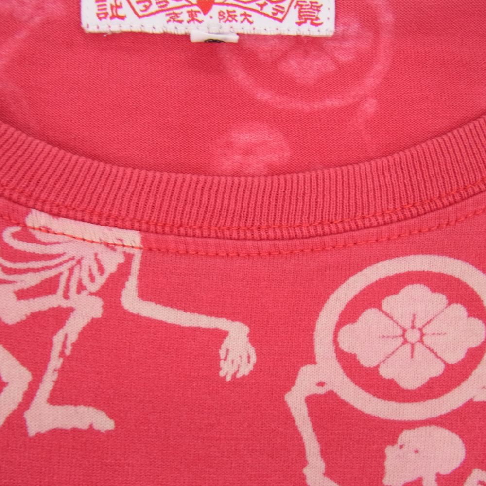 EVISU エヴィス スカル総柄 Tシャツ レッド系 40【中古】