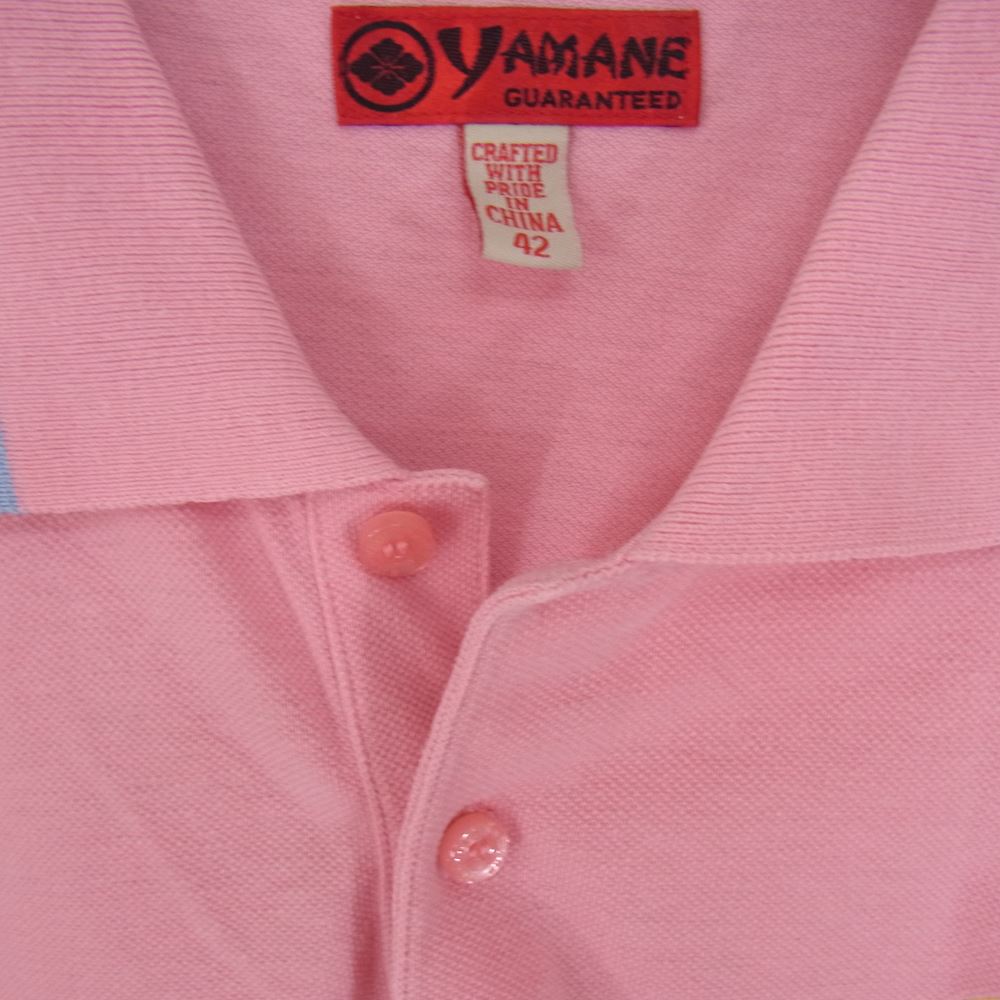EVISU エヴィス YAMANE ヤマネ カモメ ワンポイント 刺繍 半袖 ポロ シャツ ピンク系 42【中古】
