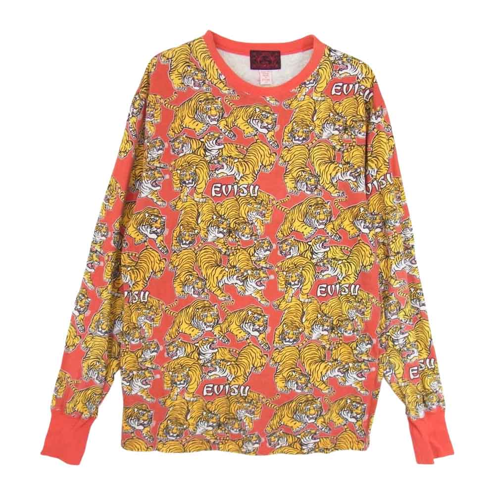 EVISU エヴィス 虎 タイガー 総柄 カットソー レッド系 42【中古】