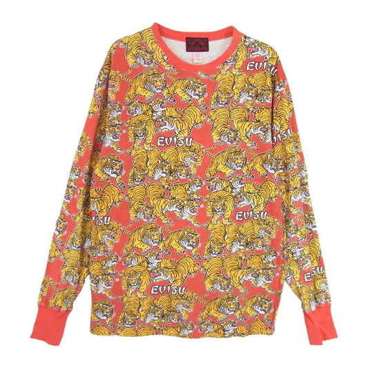 EVISU エヴィス 虎 タイガー 総柄 カットソー レッド系 42【中古】