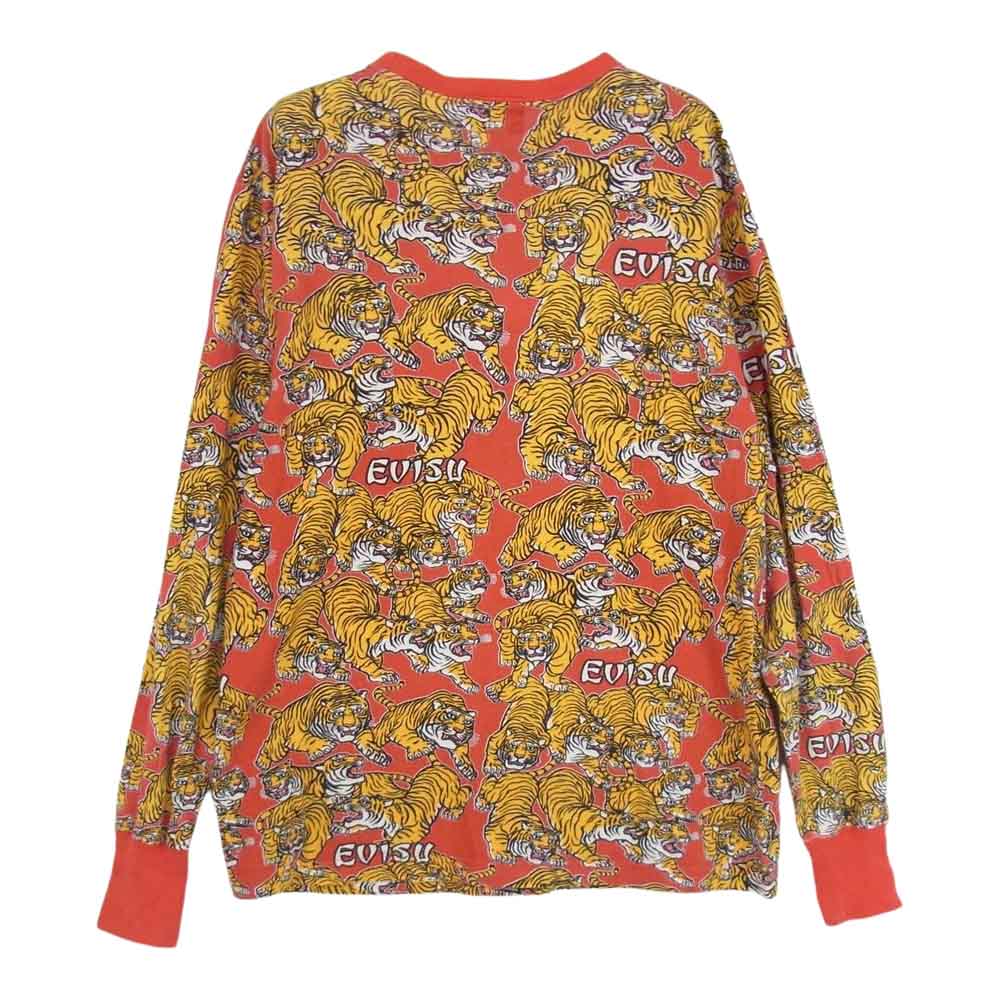 EVISU エヴィス 虎 タイガー 総柄 カットソー レッド系 42【中古】