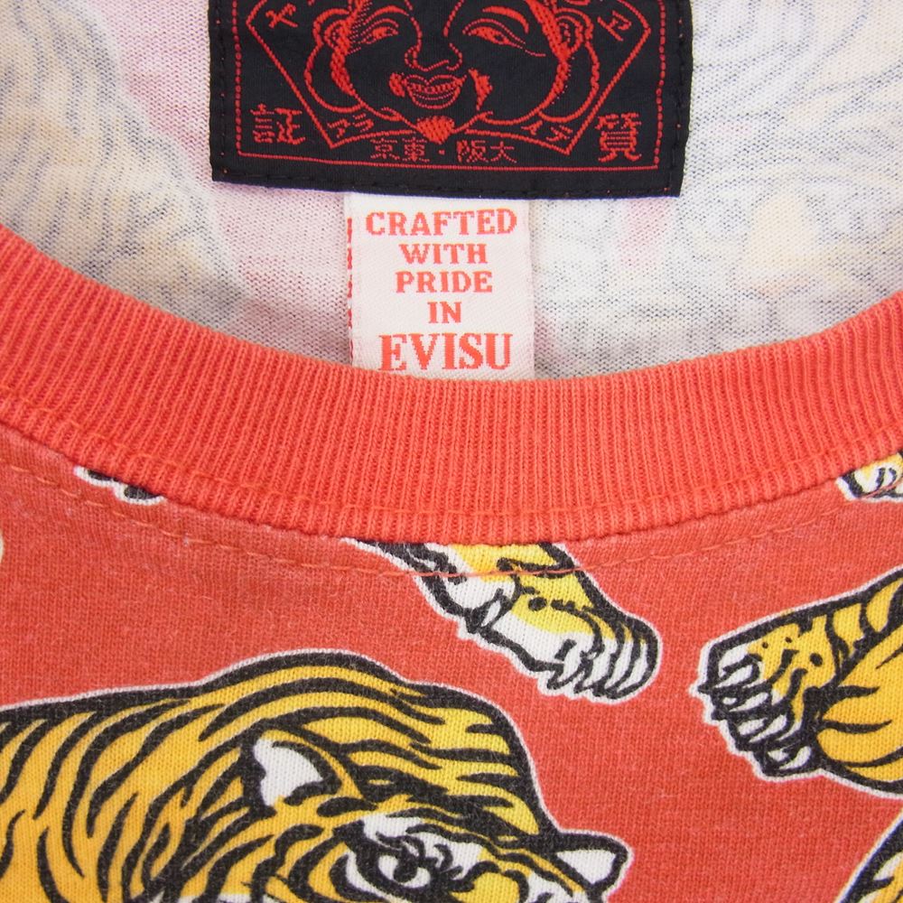 EVISU エヴィス 虎 タイガー 総柄 カットソー レッド系 42【中古】
