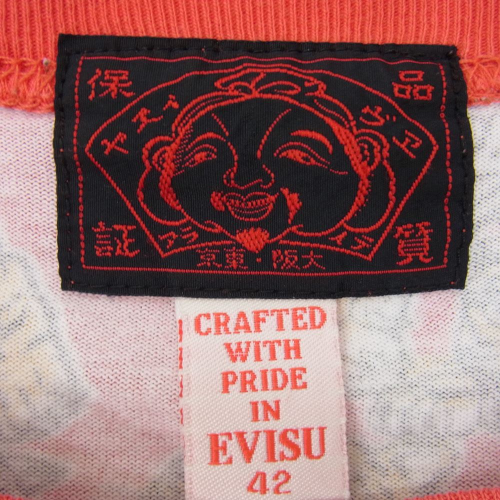 EVISU エヴィス 虎 タイガー 総柄 カットソー レッド系 42【中古】