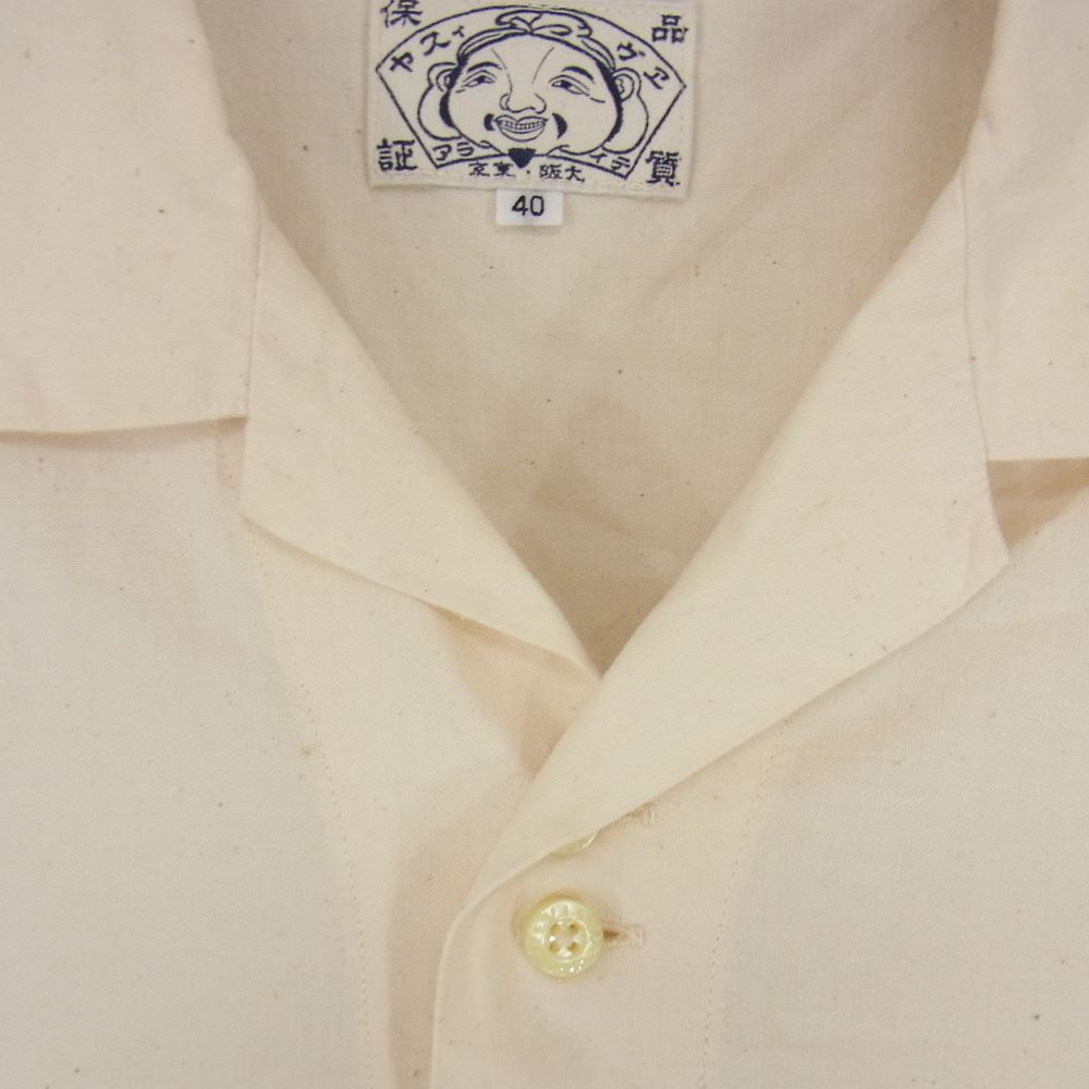 EVISU エヴィス 半袖 オープンカラー シャツ オフホワイト系 40【中古】