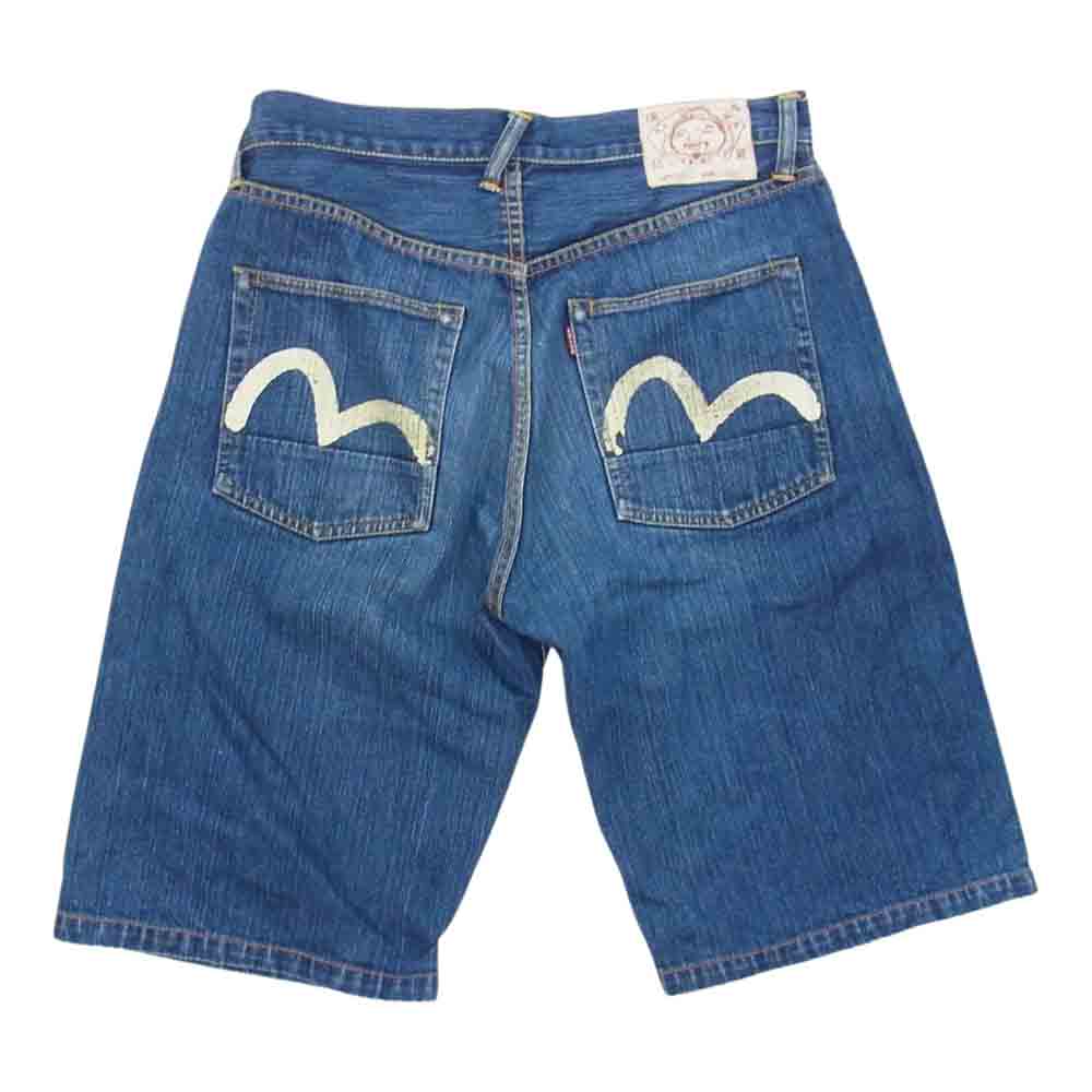 EVISU エヴィス 2001 カモメ ペイント デニム ショーツ インディゴブルー系 34【中古】