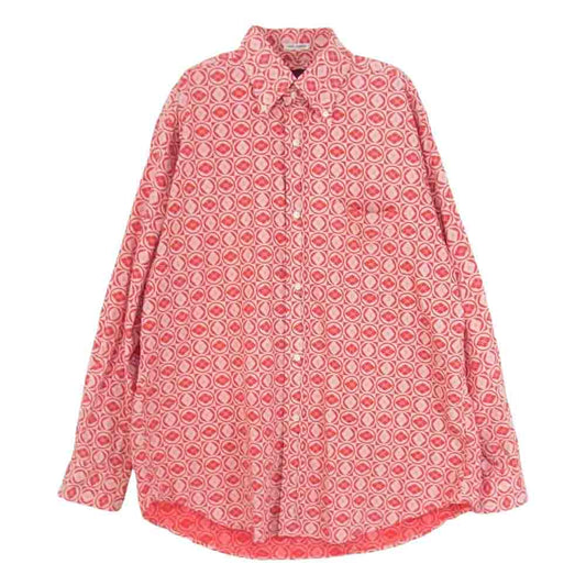 EVISU エヴィス 家紋 総柄 長袖 シャツ レッド系 40【中古】
