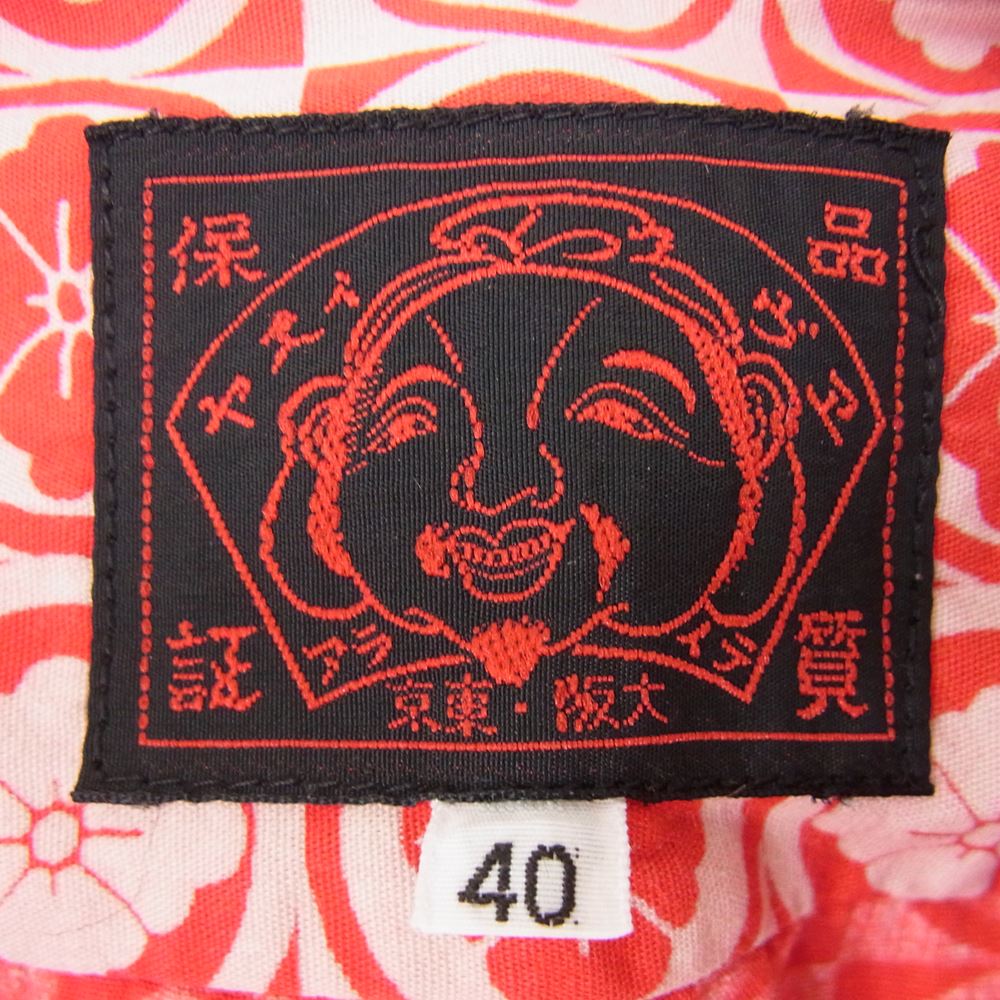 EVISU エヴィス 家紋 総柄 長袖 シャツ レッド系 40【中古】