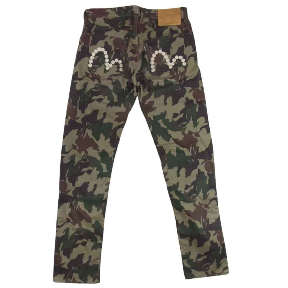 EVISU エヴィス 2005F FAIRWAY GENES フェアウェイ ジーンズ  ドットカモメ刺繍 カモ柄 パンツ カーキ系 34【中古】