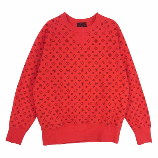 EVISU エヴィス 前V 総柄 スウェット レッド系 40【中古】