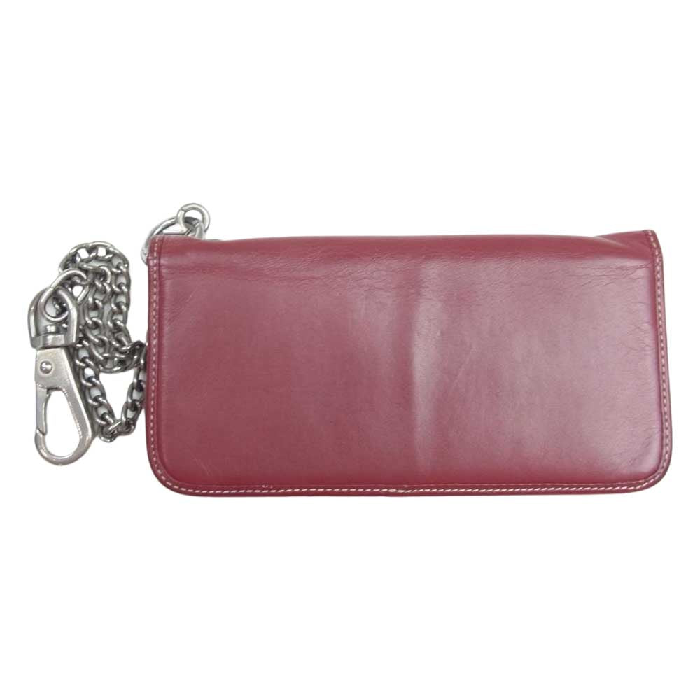 EVISU エヴィス ウオレットチェーン付 ロングウォレット 長財布 レッド系【中古】