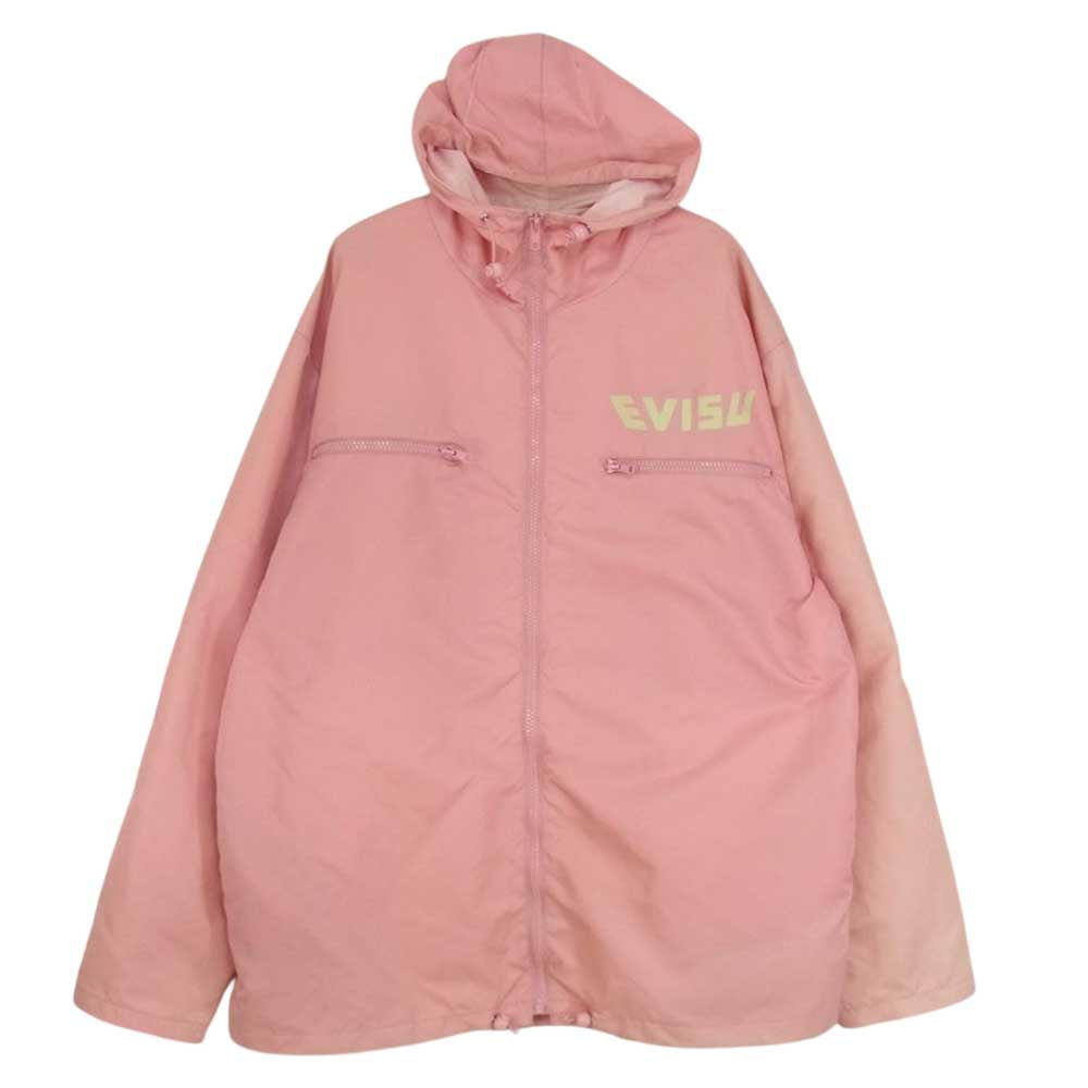 EVISU エヴィス ナイロン フルジップ パーカー ジャケット バック カモメロゴ ピンク系 42【中古】