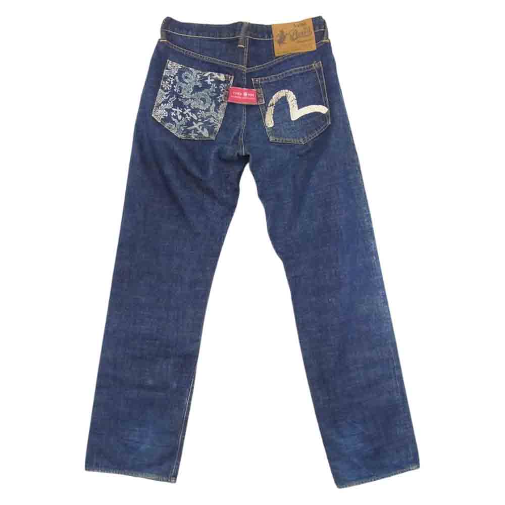 EVISU エヴィス 5003 Paris パリ 白カモメペイント 龍 戎抜き染め セルビッチ デニム ジーンズ インディゴブルー系 34【中古】