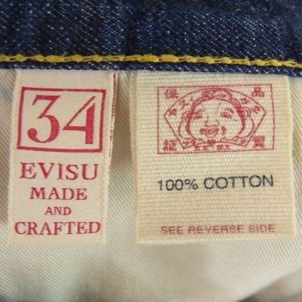 EVISU エヴィス 5003 Paris パリ 白カモメペイント 龍 戎抜き染め セルビッチ デニム ジーンズ インディゴブルー系 34【中古】