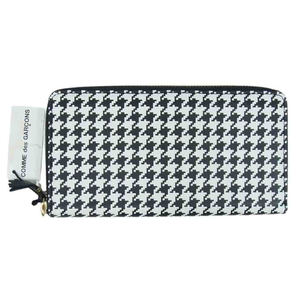 COMME des GARCONS コムデギャルソン 千鳥柄 ラウンド 長財布 ブラック系【極上美品】【中古】