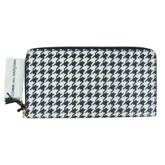 COMME des GARCONS コムデギャルソン 千鳥柄 ラウンド 長財布 ブラック系【極上美品】【中古】