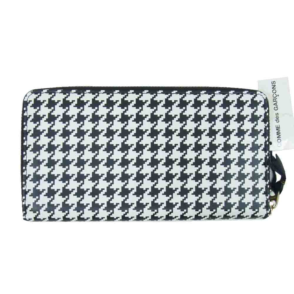 COMME des GARCONS コムデギャルソン 千鳥柄 ラウンド 長財布 ブラック系【極上美品】【中古】