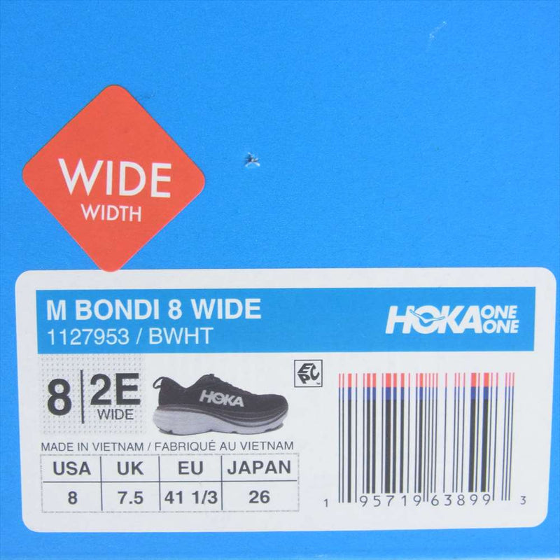 HOKA ONE ONE ホカ オネオネ 1127953-BWHT M BONDI 8 WIDE ボンダイ8 ワイド スニーカー ブラック系 26cm【極上美品】【中古】