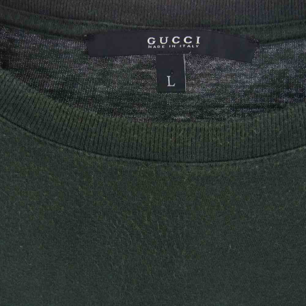 GUCCI グッチ 190208 X3221 胸ロゴ刺繍 長袖 クルーネック Tシャツ カットソー グリーン系 L【中古】