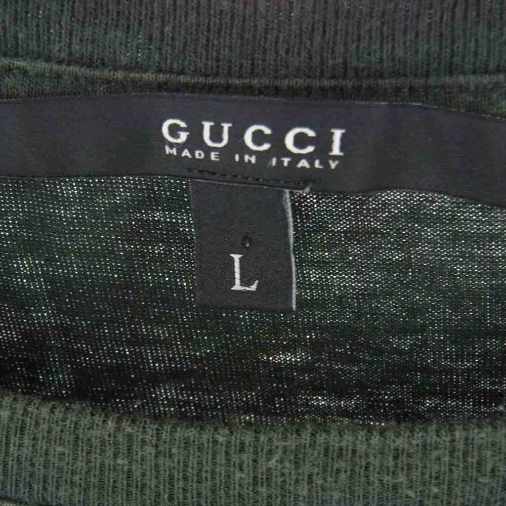 GUCCI グッチ 190208 X3221 胸ロゴ刺繍 長袖 クルーネック Tシャツ カットソー グリーン系 L【中古】