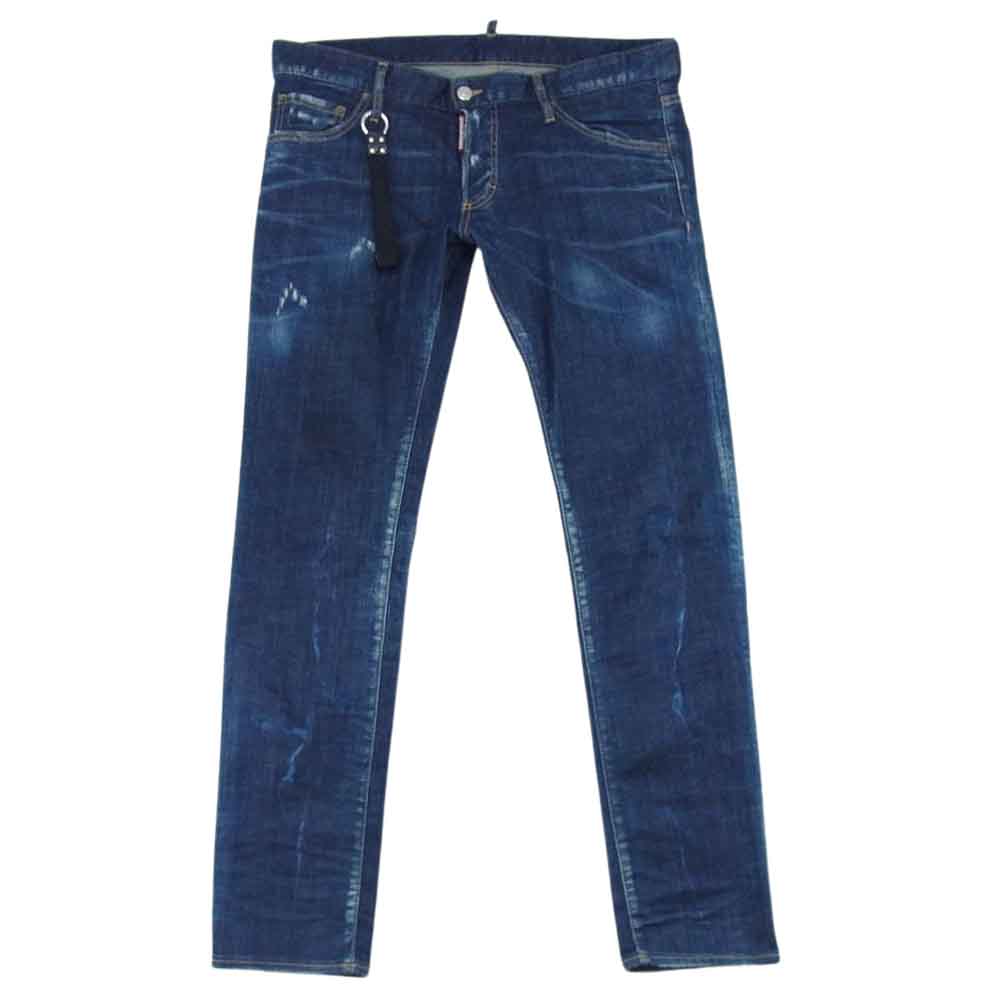 DSQUARED2 ディースクエアード S47LB0505 S30342 Tidy Biker Jean キーリング付き ダメージ 加工 スキニー デニム パンツ インディゴブルー系 50【中古】