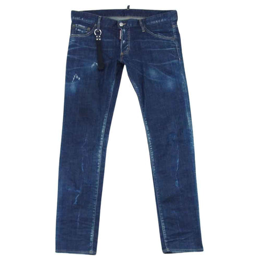 DSQUARED2 ディースクエアード S47LB0505 S30342 Tidy Biker Jean キーリング付き ダメージ 加工 スキニー デニム パンツ インディゴブルー系 50【中古】