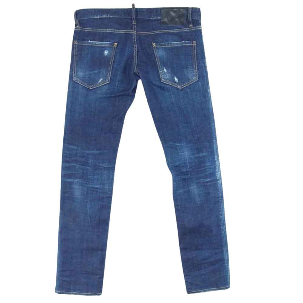 DSQUARED2 ディースクエアード S47LB0505 S30342 Tidy Biker Jean キーリング付き ダメージ 加工 スキニー デニム パンツ インディゴブルー系 50【中古】