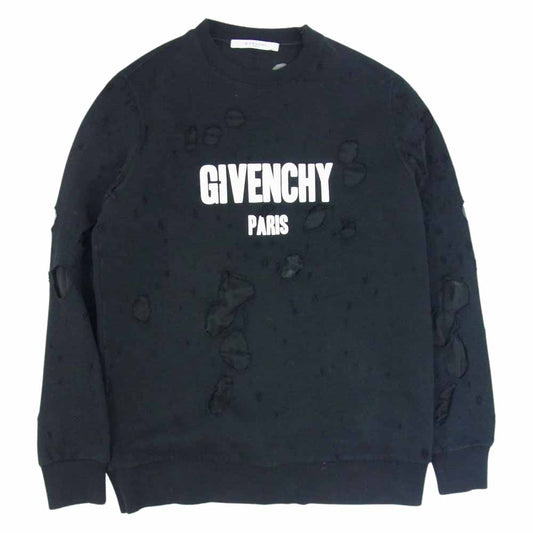 GIVENCHY ジバンシィ 16SS 16P7705485 デストロイ ダメージ クラッシュ 加工 ロゴ スウェット ブラック系 S【中古】