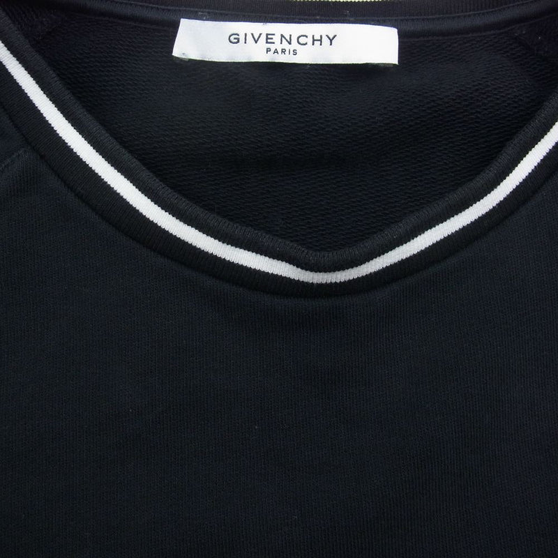 GIVENCHY ジバンシィ 19AW BMJ0383Y3P Embroidered Striped Loopback ロゴ刺繍 クルーネック スウェット  ブラック系 XL【中古】