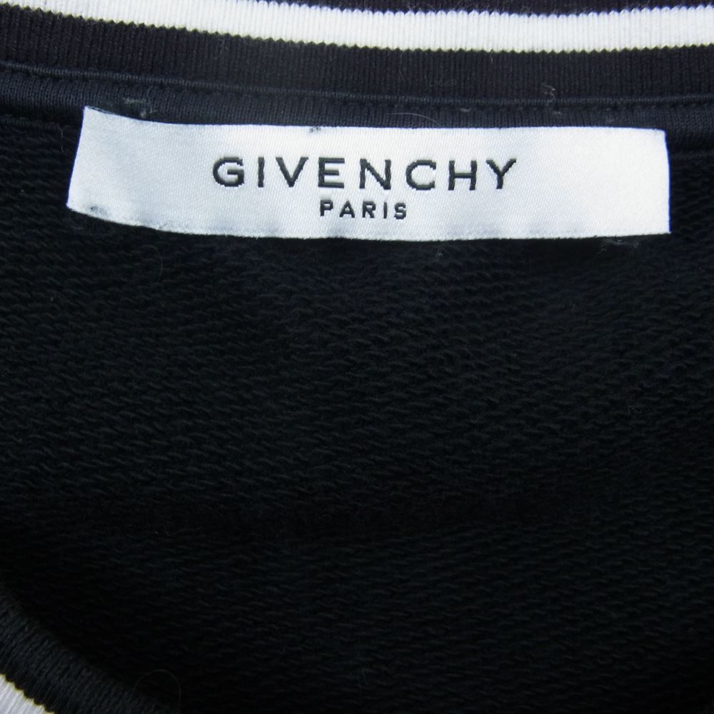 GIVENCHY ジバンシィ 19AW BMJ0383Y3P Embroidered Striped Loopback ロゴ刺繍 クルーネック スウェット  ブラック系 XL【中古】