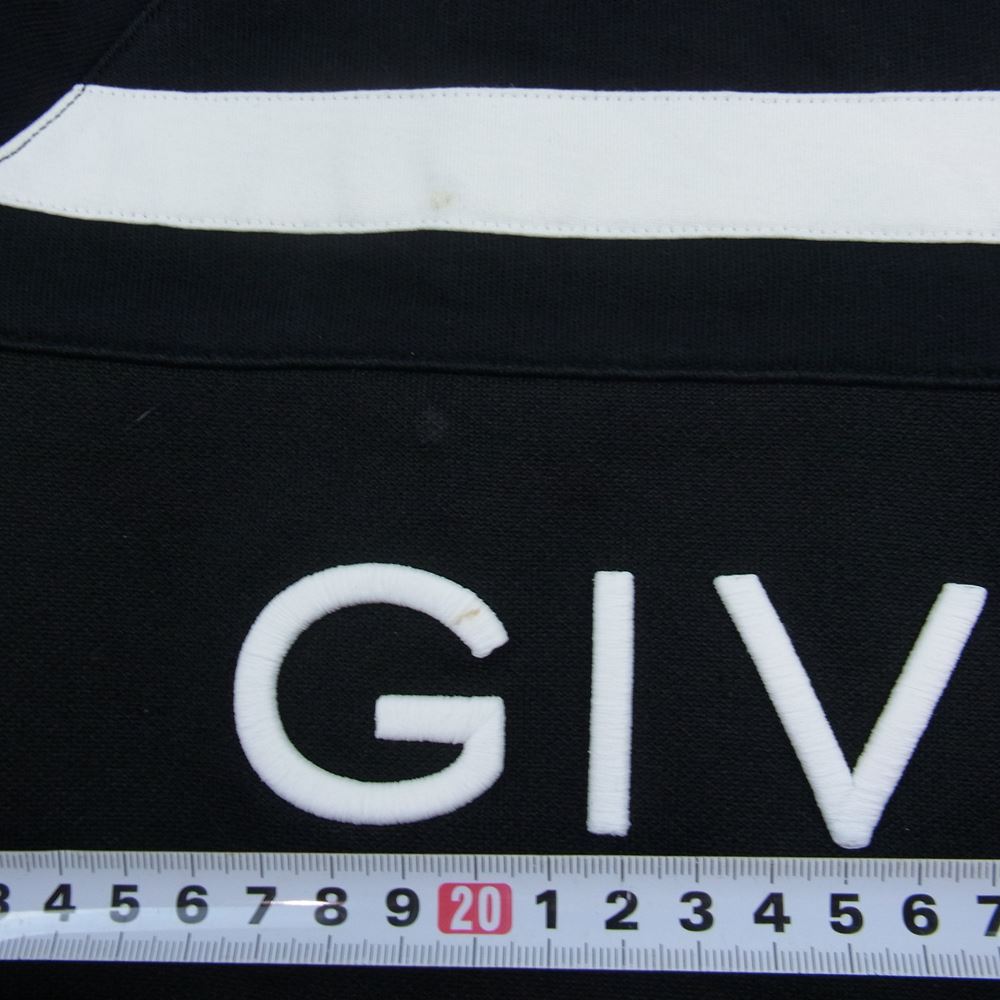 GIVENCHY ジバンシィ 19AW BMJ0383Y3P Embroidered Striped Loopback ロゴ刺繍 クルーネック スウェット  ブラック系 XL【中古】