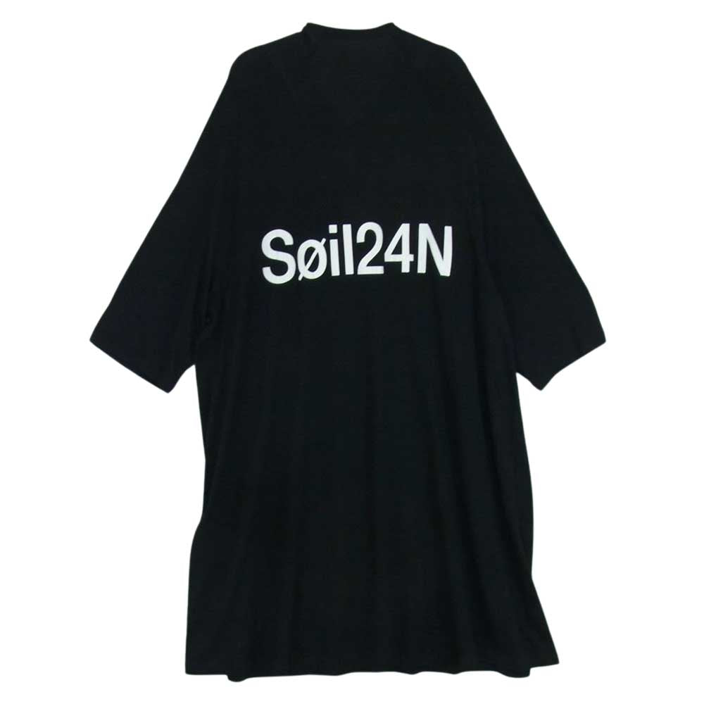 ニルズ JULIUS ユリウス 24th of AUGUST 別注 フロントプリント ラグラン 半袖 ロング カットソー Tシャツ ブラック系 サイズ表記無【中古】