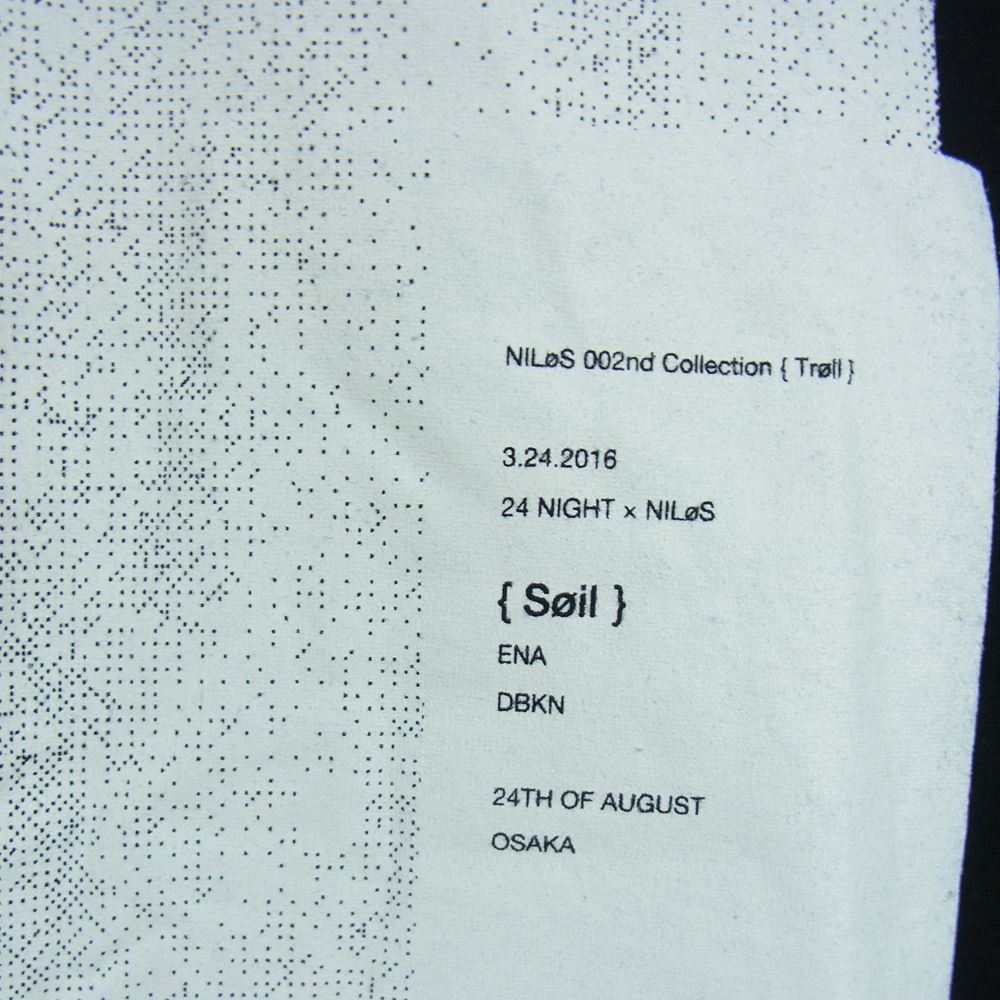 ニルズ JULIUS ユリウス 24th of AUGUST 別注 フロントプリント ラグラン 半袖 ロング カットソー Tシャツ ブラック系 サイズ表記無【中古】