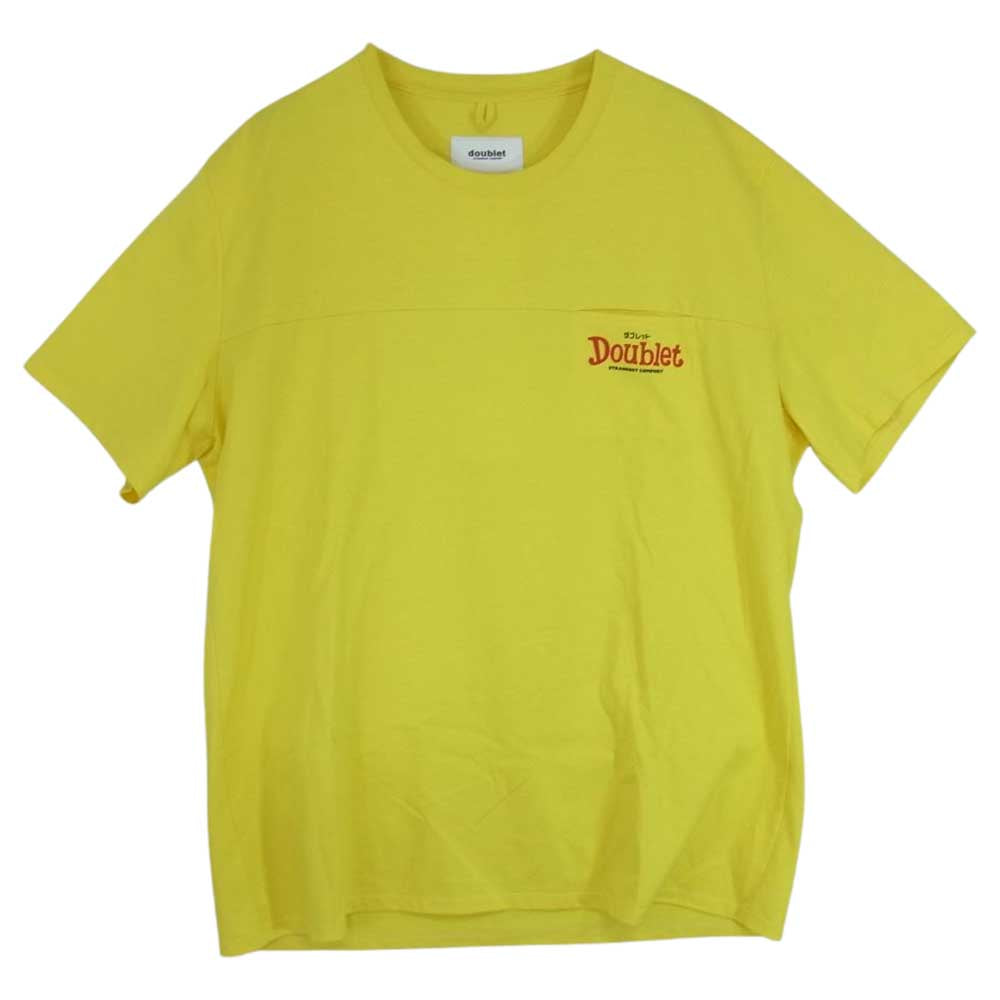ダブレット WISM ウィズム別注 20AW 20AW68WM05 FAMI T-Shirt オーバーサイズ ロゴプリント クルーネック 半袖 Tシャツ イエロー イエロー系 S【中古】