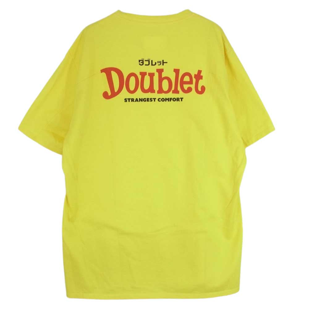 ダブレット WISM ウィズム別注 20AW 20AW68WM05 FAMI T-Shirt オーバーサイズ ロゴプリント クルーネック 半袖 Tシャツ イエロー イエロー系 S【中古】