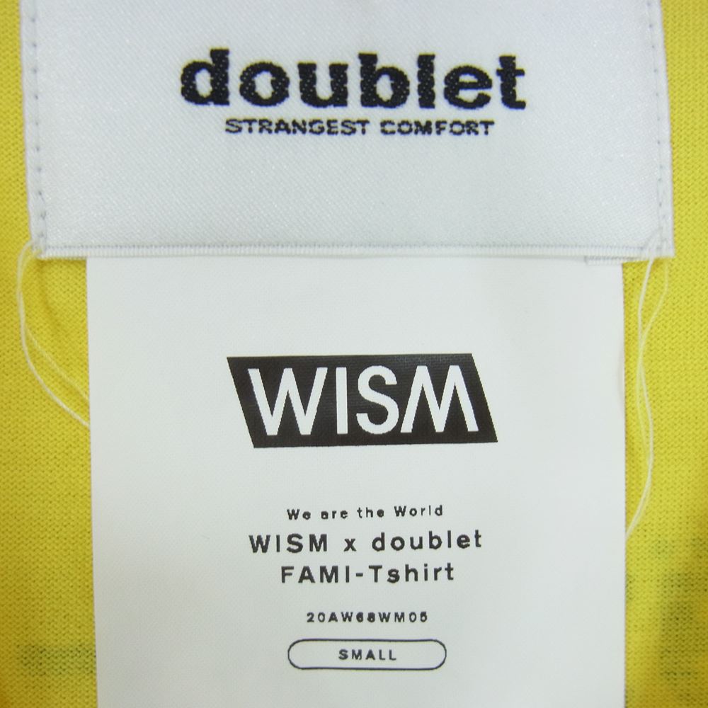 ダブレット WISM ウィズム別注 20AW 20AW68WM05 FAMI T-Shirt オーバーサイズ ロゴプリント クルーネック 半袖 Tシャツ イエロー イエロー系 S【中古】