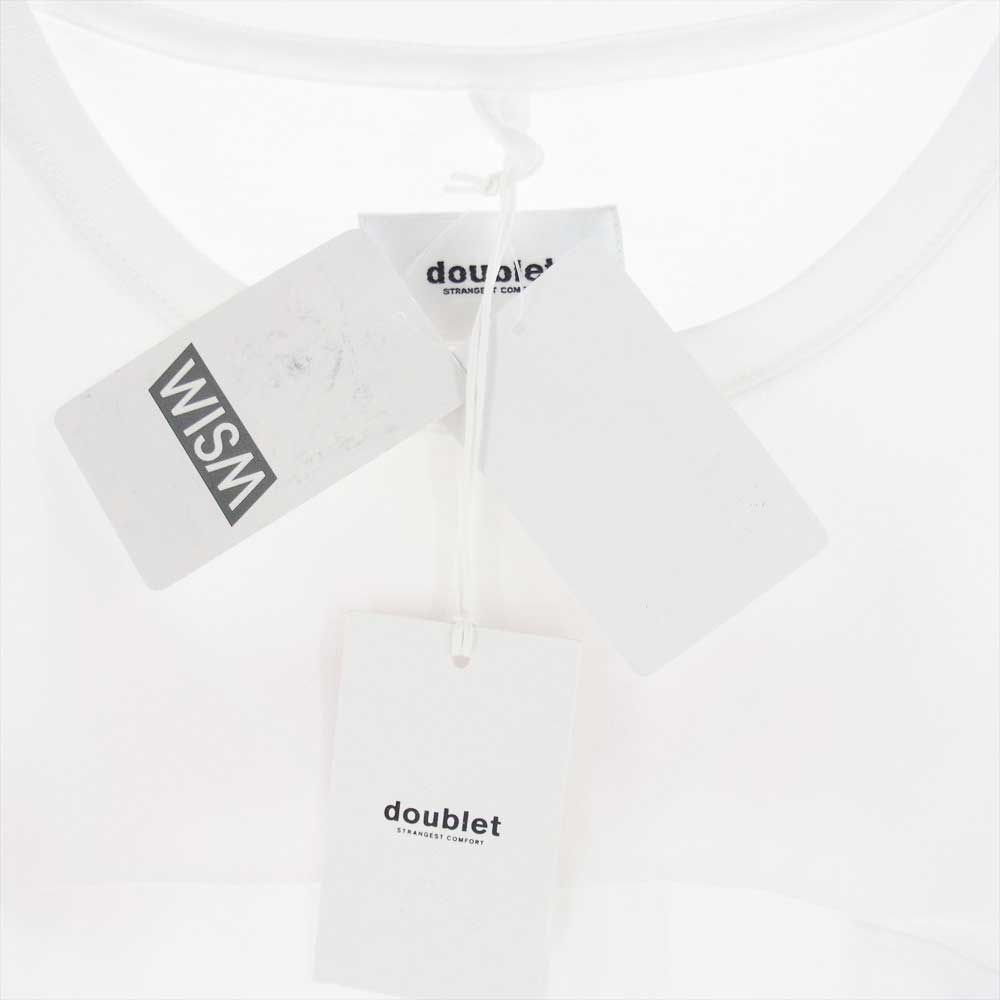 ダブレット WISM ウィズム別注 20AW 20AW68WM05 FAMI T-Shirt ロゴプリント クルーネック 半袖 Tシャツ ホワイト ホワイト系 XL【中古】